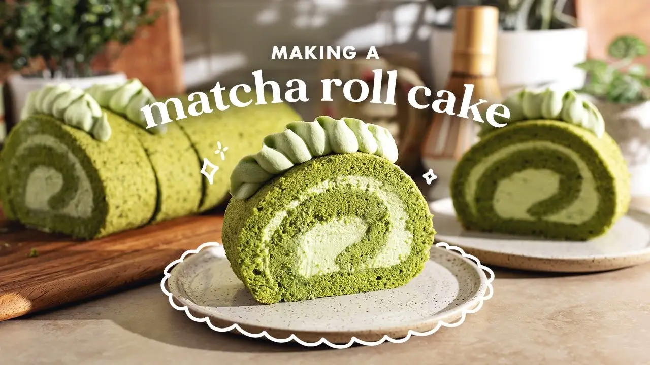 Matcha Roll Cake 🌱 baking the softest roll cake at home